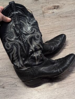 Tony llama Black Embossed Leather Cowboy Boots
